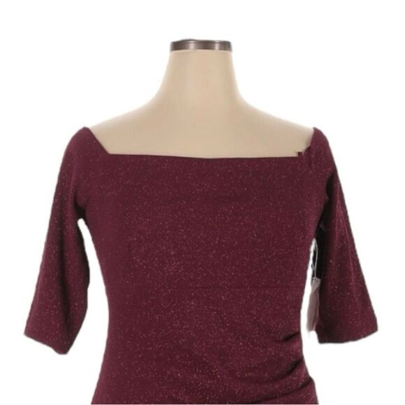 Eliza J Sheath Dress 16 Burgundy Sparkle Holiday Party Cocktail NWOT Boat Neck - Picture 3 of 9